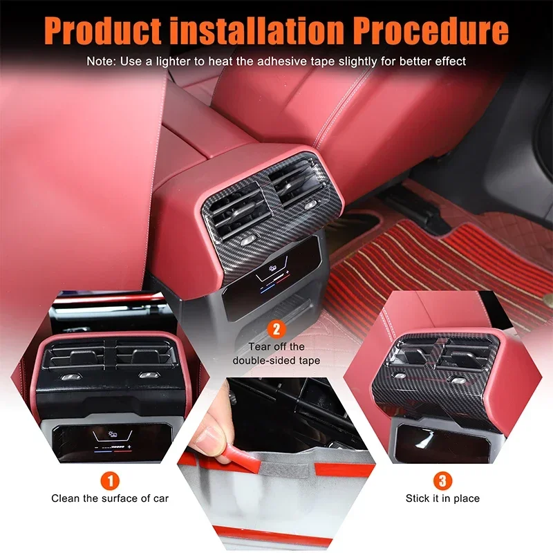 

ABS Carbon Fiber For BMW 5 Series G60 2024-2025 Car Rear Air Conditioner Air Outlet Frame Decorative Sticker Car Accessories