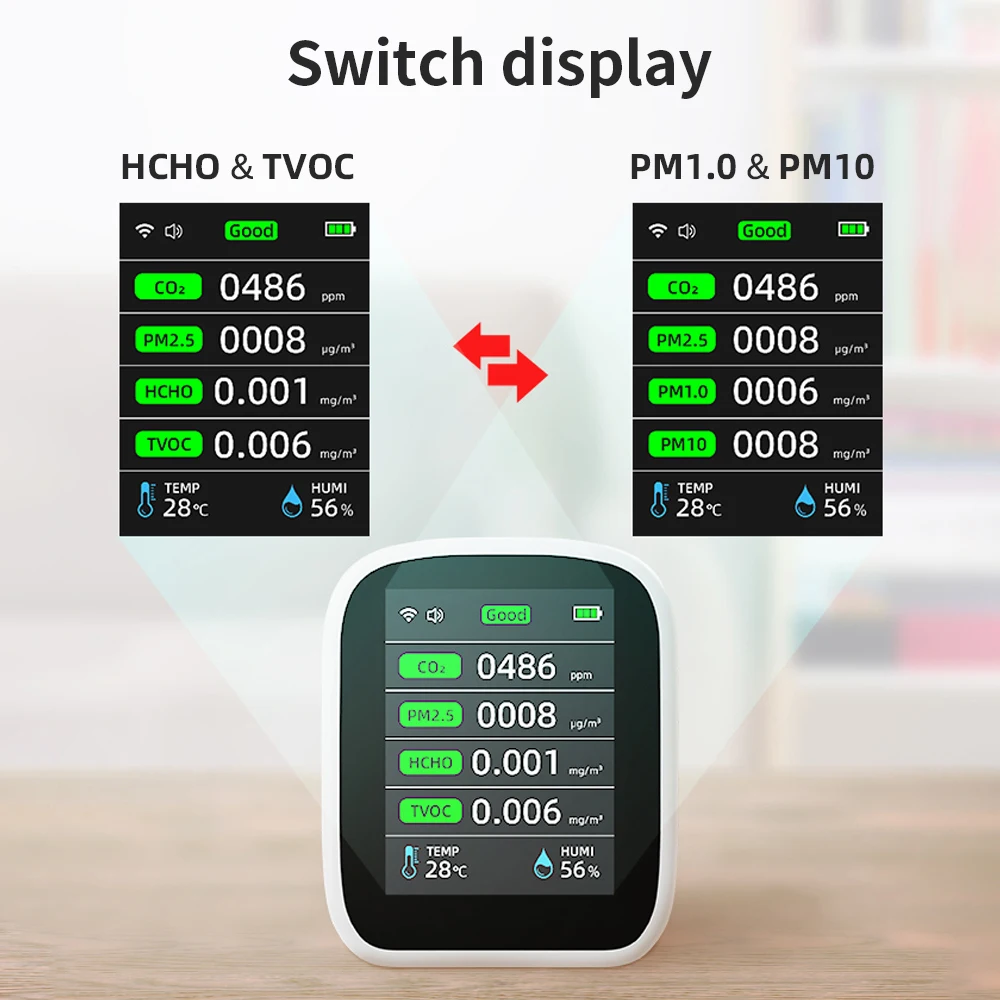 Imagem -06 - Portátil Wifi Qualidade do ar Tester Pm2.5 Co2 Poluição do ar Analisador Temperatura Umidade Teste Medidor App Controle Sensor Infravermelho