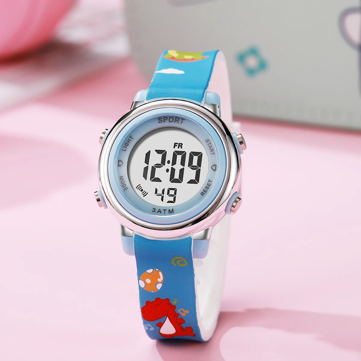 ساعة إلكترونية للأطفال بحزام سيليكون على شكل ديناصور كرتوني لطيف، مناسبة للارتداء اليومي، هدية عيد الميلاد