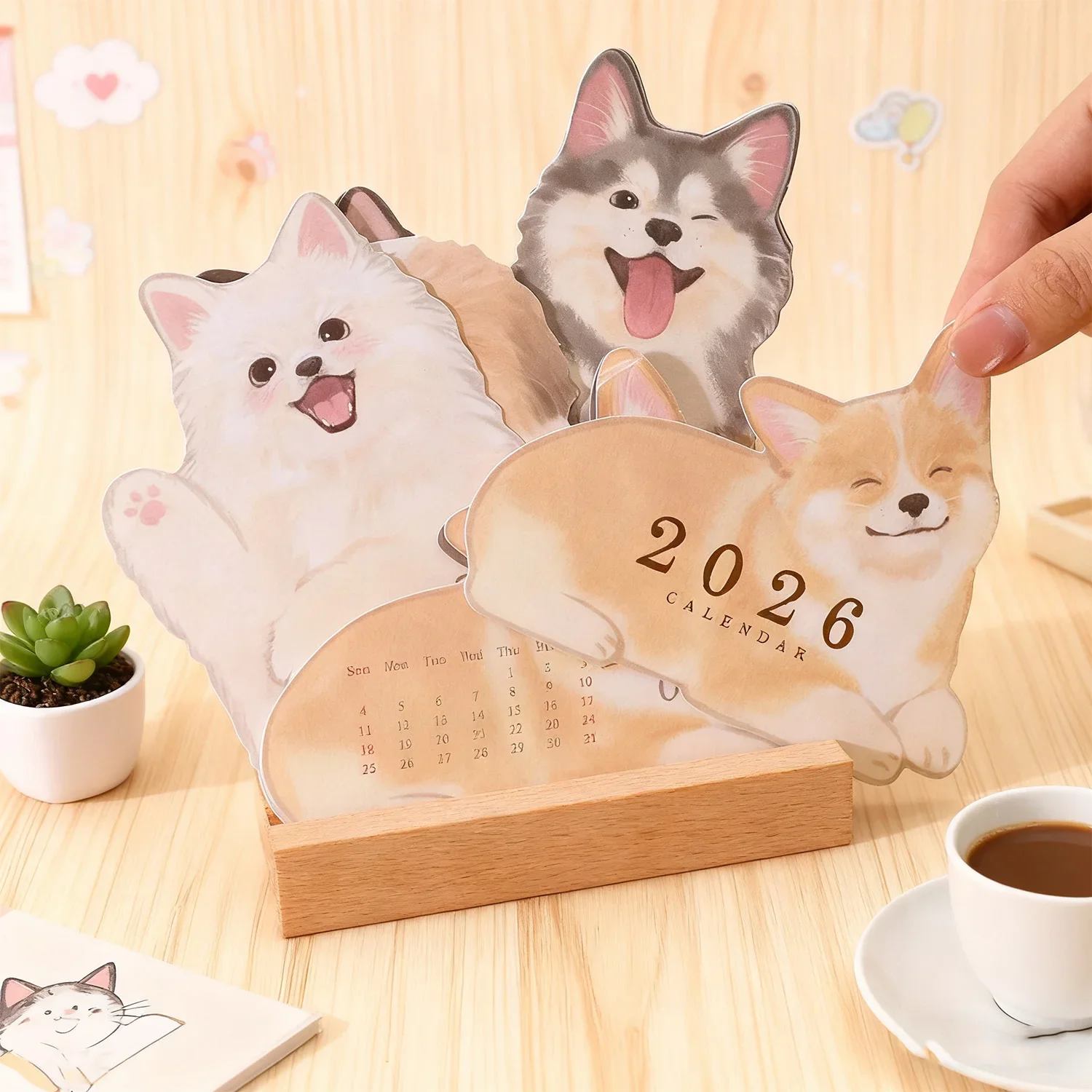

Новинка 2026, ежедневный месяц, ежегодное использование, украшения для стола, нежные офисные рабочие настольные календари, настольный календарь с рисунком кота и собаки