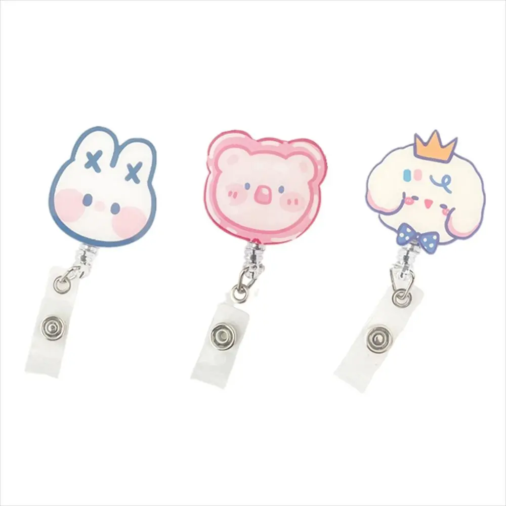 

Канцелярские товары Студенты Рабочий зажим для карточек Кролик Медведь Держатель для карточек Зажимы для удостоверения личности Выдвижная катушка для бейджа Держатель для бейджа медсестры