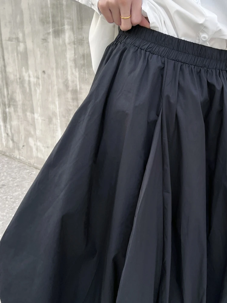 XITAO Irregular Elastic Waist Skirt Pleated Personality Solid Color Fashion Street Trendy 2024 Spring Women New Skirt DMJ4056