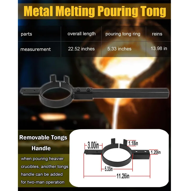 Crucible Tongs for Melting Metal, Metal Casting Tools Perfer for Jewelers Blacksmith Metalsmith Refiners Smelter (2 Tongs)