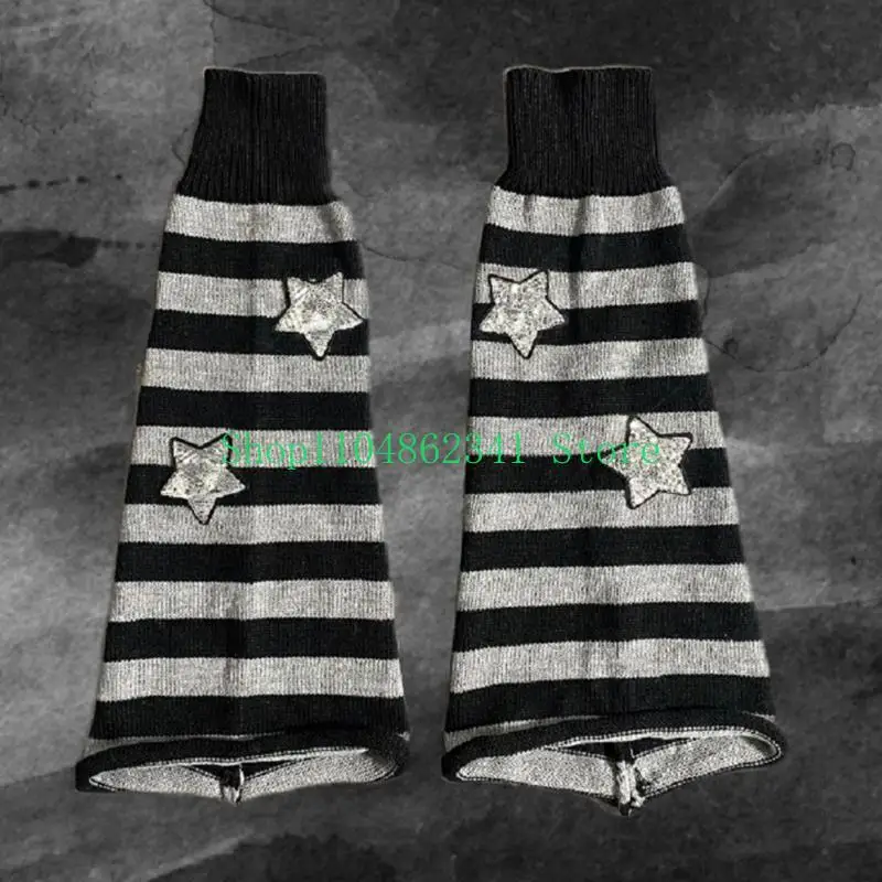 5asd thông thường sọc chân Flear Warmers Phụ nữ Gothic Harajuku Sequins Star Foot