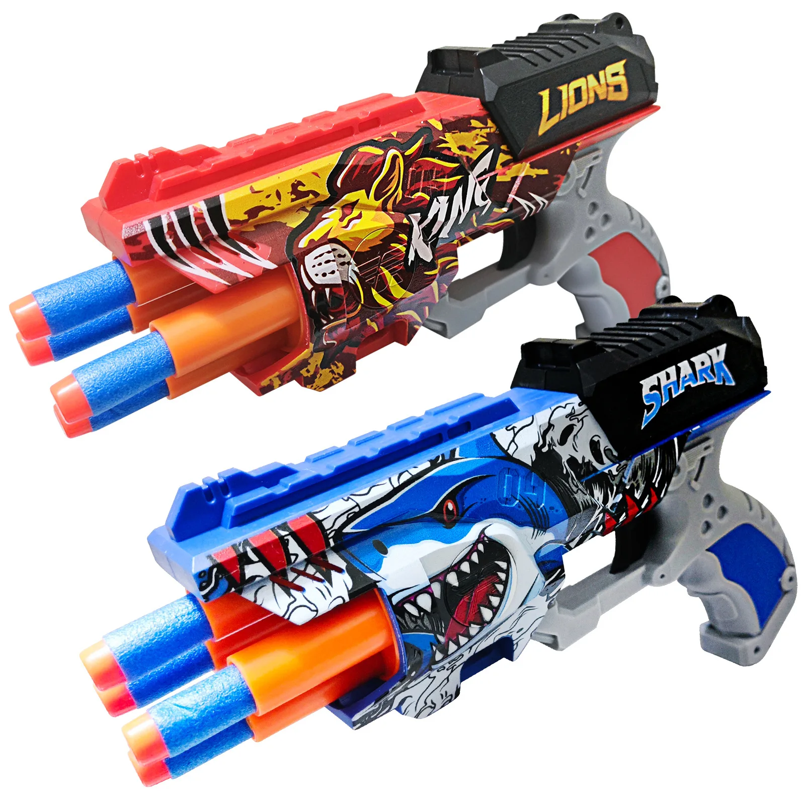 Multi-Function Graffiti Shark Air Soft Gun Toy 6-Round Automatic Safe Bullet Shooter For Outdoor Sports Waterproof Perfect Gift - Image 2