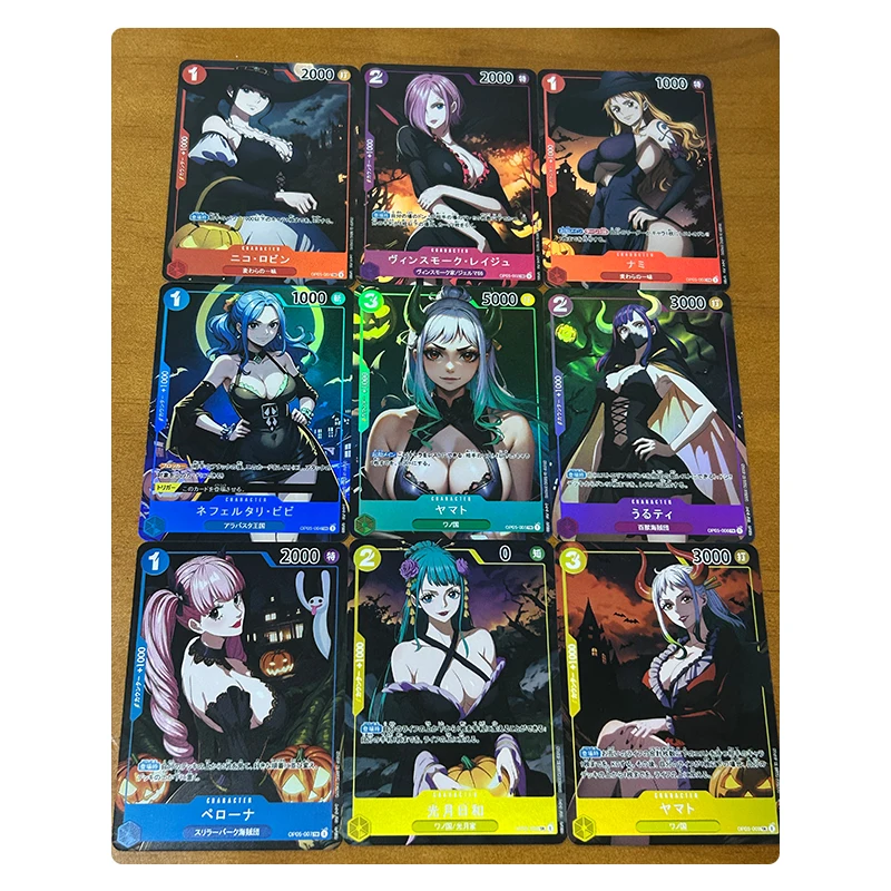 9Pcs/set Rare Game Card One Piece Nami Boa Hancock Nico Robin Anime Bronzing Collection Flash Card Cartoon Toys Christmas Gift