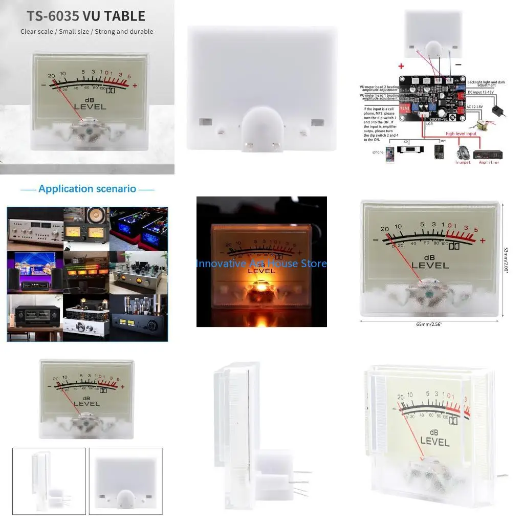 E1PC VU Meter Yellow Backlight High Accuracy Power Amplifier Meter Level Meter Level Header DC500uA Square Meter