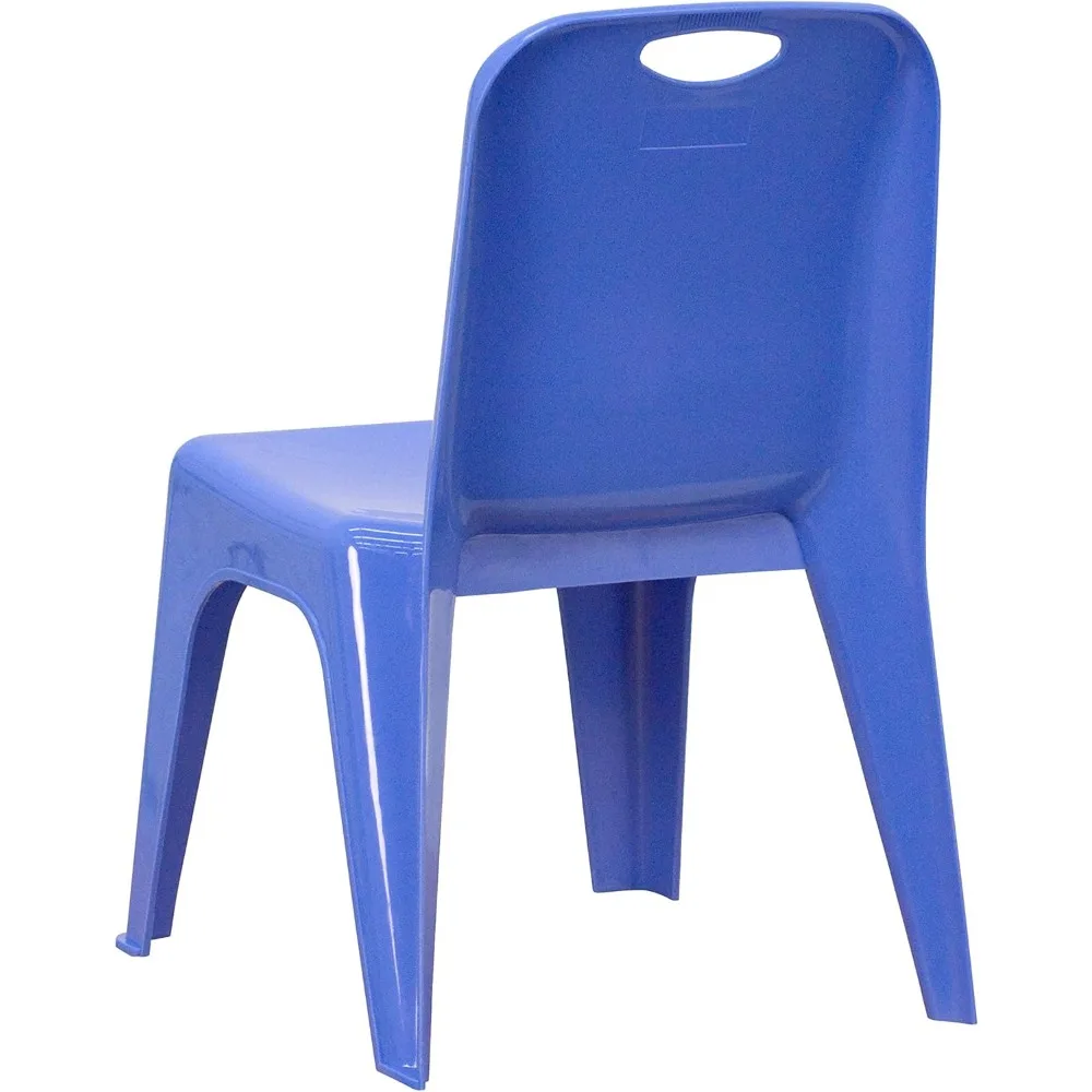 Sillas escolares apilables de plástico con asas para aula, oficina, sala de espera, altura de asiento de 11 pulgadas, color azul, paquete de 4