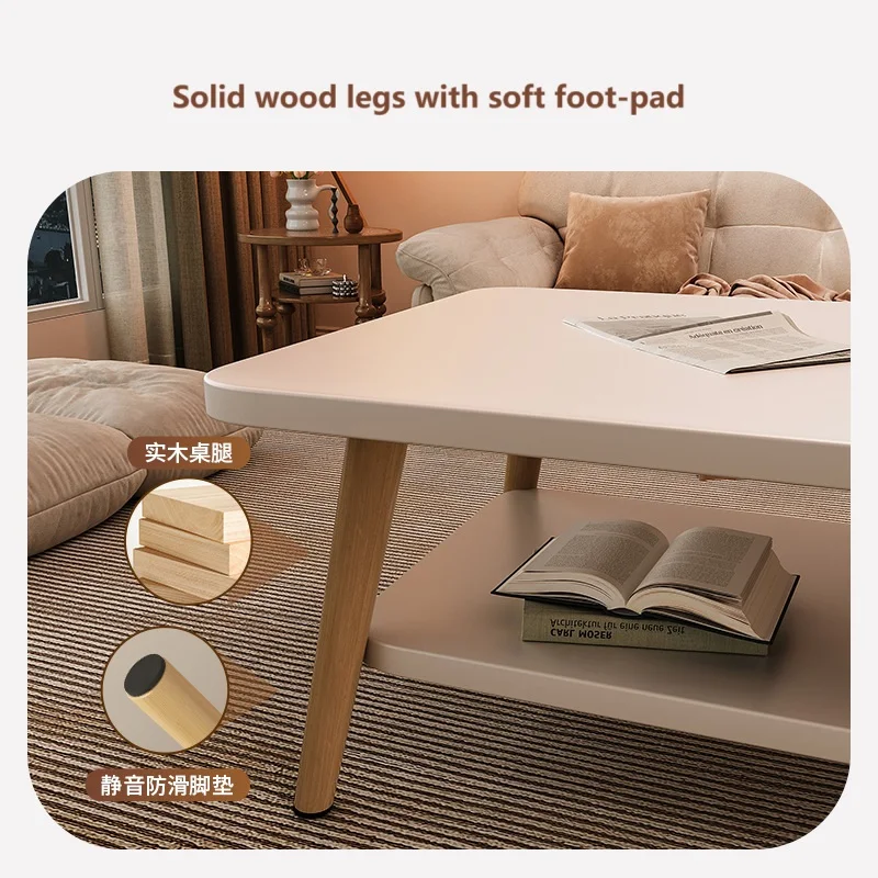 Formwell 80*50cm top 2 tier simple coffee table wood sofa table for Living Room easy assembling solid wood legs image 4