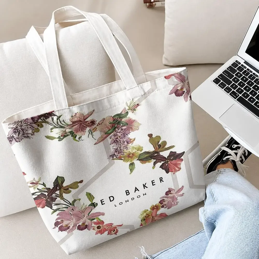 Fashion T-TED B-BAKERs Storage Bags 2PC Canvas Tote Bag Set With Zipper Handbags Makeup Pouch Set Travel Bag