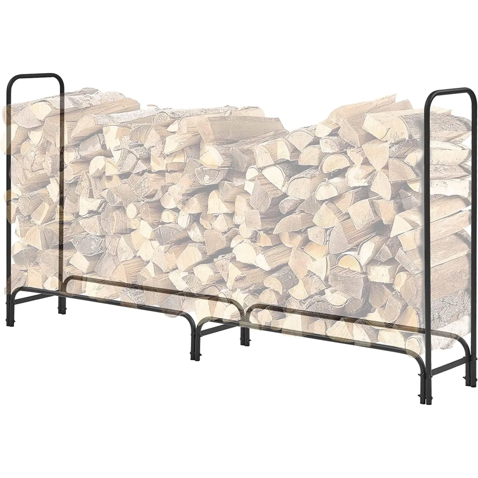 US 8ft Firewood Rack Outdoor Heavy Duty Log Rack Firewood Storage Rack Holder Steel Tubular Easy Assemble Fire