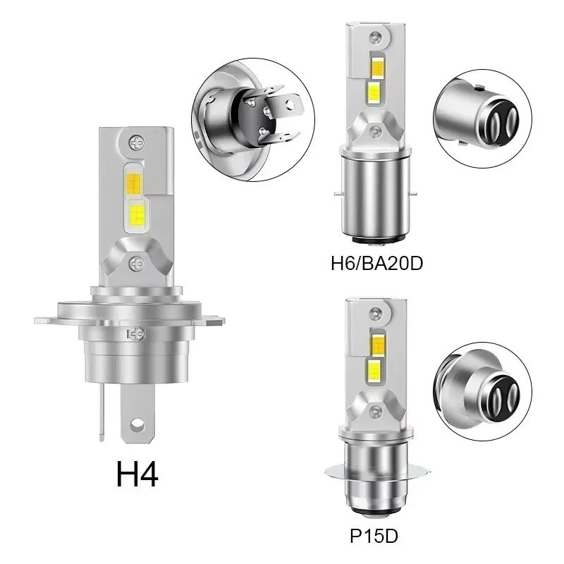 1pcs H4 H6 PD15 Motorcycle LED Headlight Bulb Start 15W Led Moto Motor Bike Light High Low Beam 6000K Aluminum 12-80V Waterproof