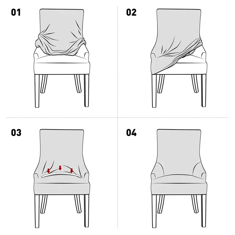 1PC Stretch Dining Chair Cover Jacquard Spandex Chair Slipcovers Elastic High Back Sloping Armchairs Cover for Hotel Kitchen