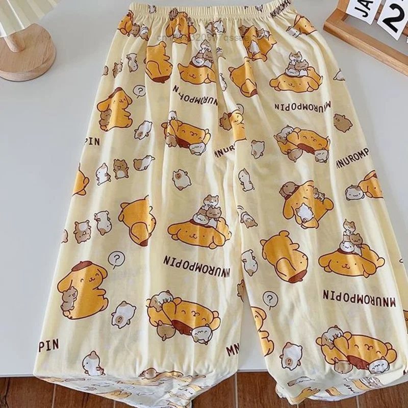 Sanrio Cinnamoroll Pochacco Pom Purin Speelgoed Verhaal Oversized XL-6XL Maat Zomer Losse Slaapbroek Voor Studenten Dunne Pyjamabroek