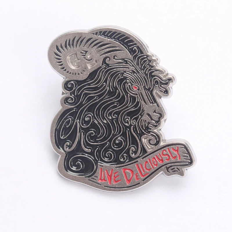 Magical Horror Movie Live Deliciously Lamb Head Brooch Badge