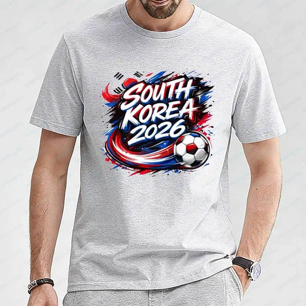 South Korea 2026 Soccer Men's T Shirt Short Sleeve Graphic Tee with National Flag Football Print Casual Sportswear for Men Tops - view 4