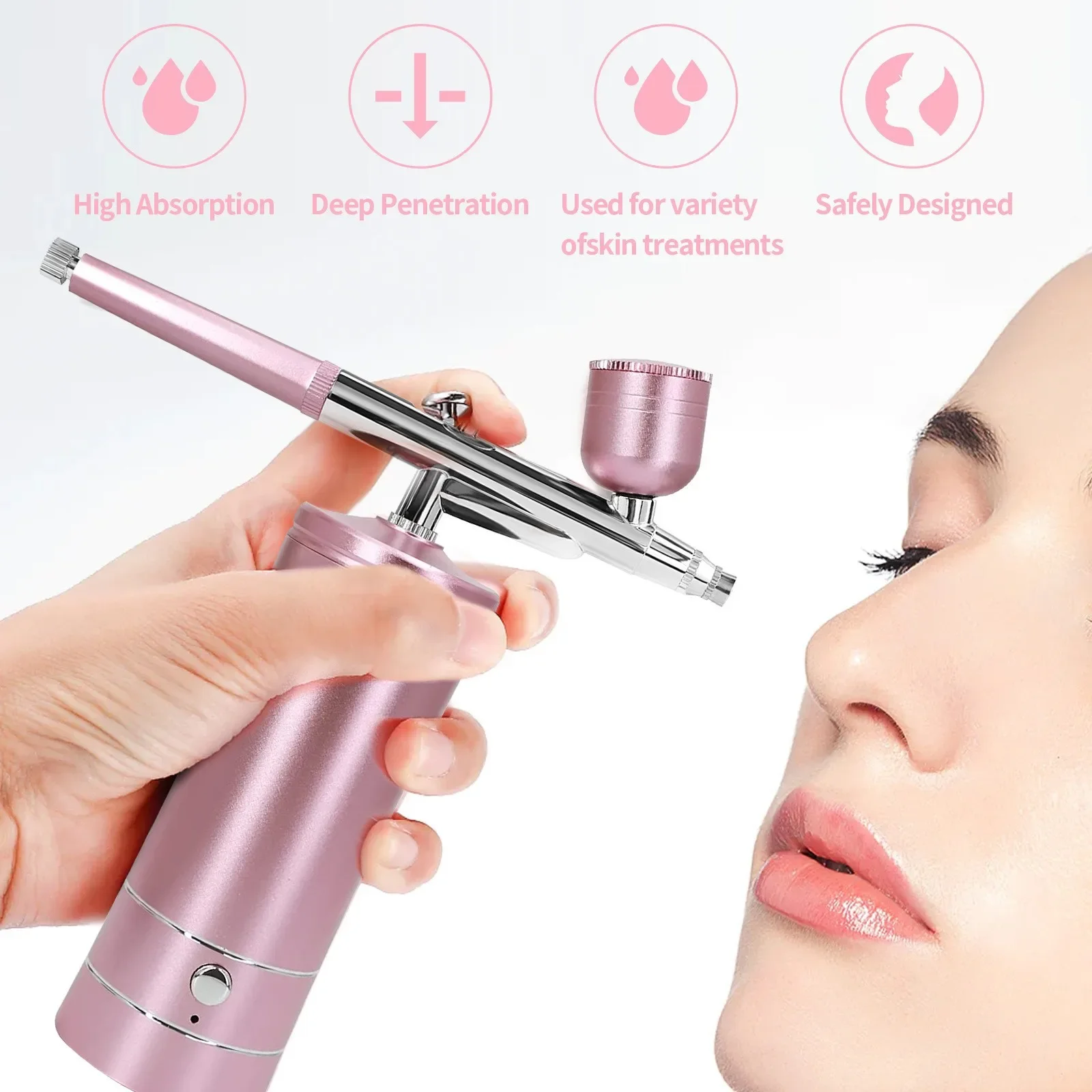 Aerógrafo inalámbrico recargable portátil con compresor, PISTOLA DE PULVERIZACIÓN de doble acción para belleza facial, tatuaje de uñas, pintura de pastel