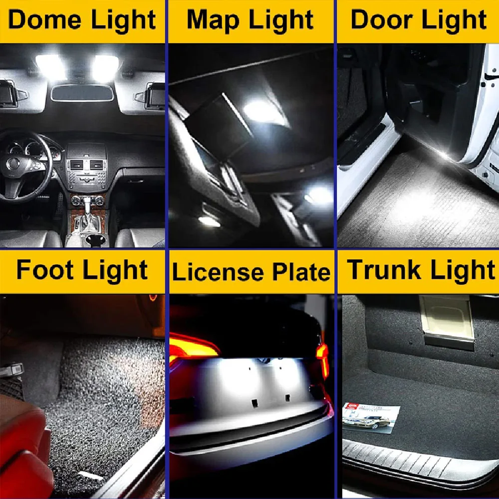 2 PCS T15 W16W LED Bulbs T10 W5W LED Light Canbus 12V 24V 7000K White Car Interior Dome Trunk License Plate Reverse Backup Lamps