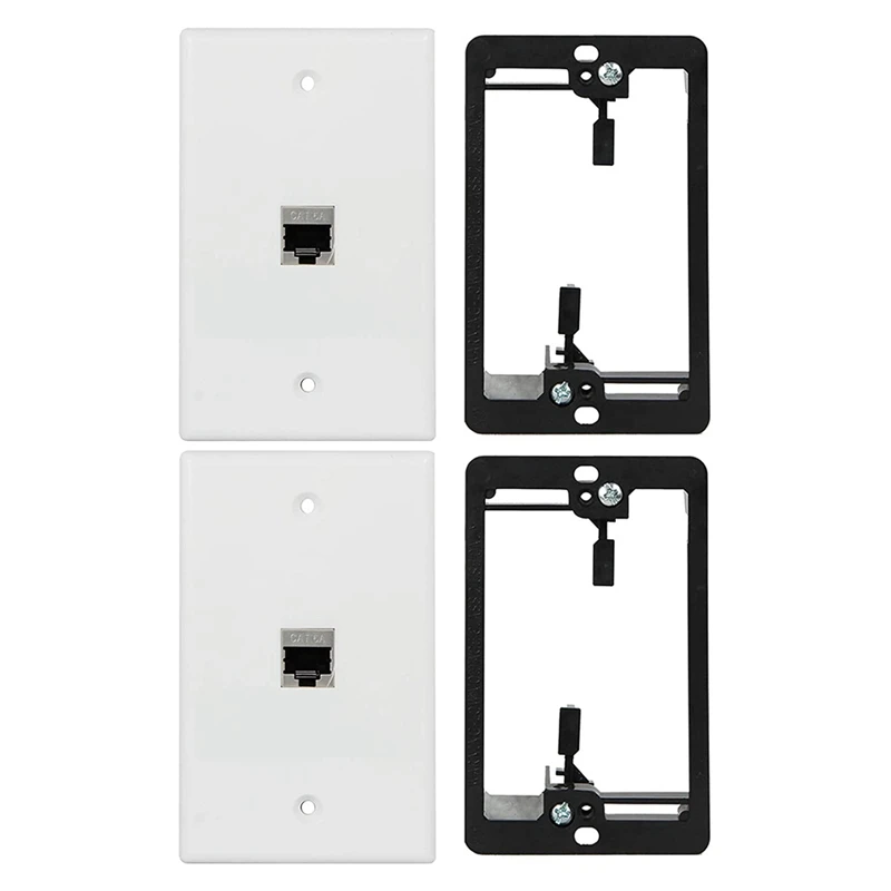 Cat6 Wall Plate 1 Port 1 Gang RJ45 For Keystone Wall Plate + Low Voltage Mounting Bracket + Female CAT6A Full Shielded