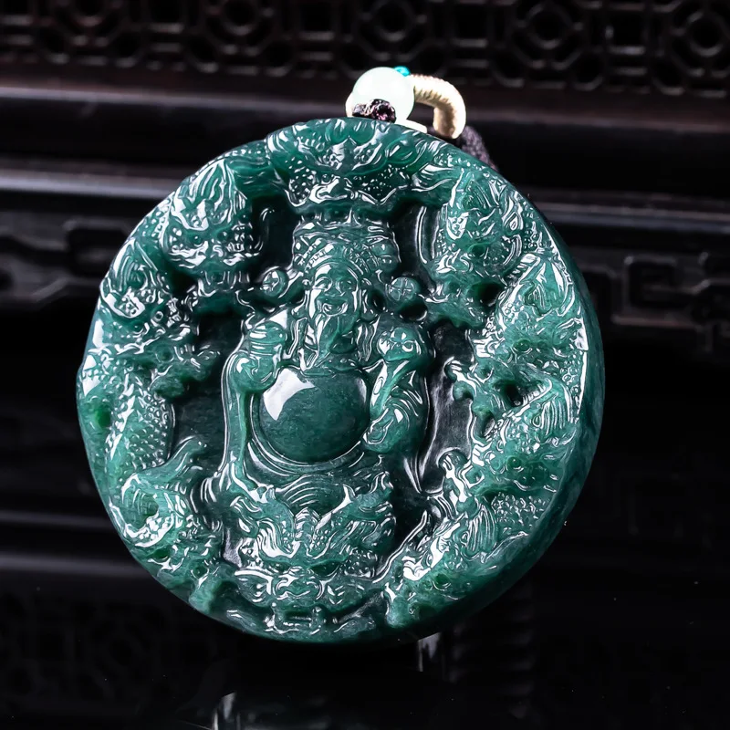 

Myanmar Jadeite God of wealth Pendant Necklace Natural Gemstone Real Jewelry Stone Charm Gifts for Women Burmese Jade Talismans