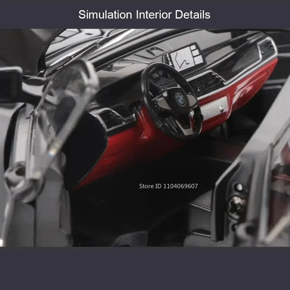 1:24 760LI M4 Model Samochodu Zabawka Mini Metalowy Model Odlewany Kolekcja Pojazdów Dźwięk Światło Otwierane Drzwi Napęd Pull Back Interaktywne Zabawki dla Dzieci