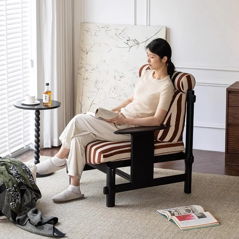 TT الفرنسية خمر الخشب الصلب النسيج كرسي أريكة واحد غرفة المعيشة شرفة أريكة استرخاء كرسي خلفي