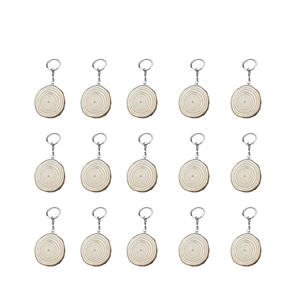 

20Pcs Round Multi Color Wood Pendants Diy Hand Painted Key Rings Keychains Key Holders Rustic Style Accessories