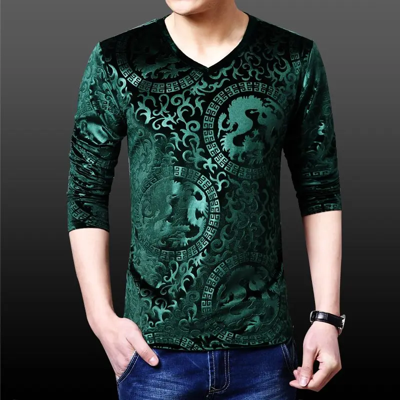 Fashion V-Neck Solid Color Printed T-Shirt Men\'s Clothing 2023 Spring Summer New Oversized Casual Pullovers All-match Tee Shirt