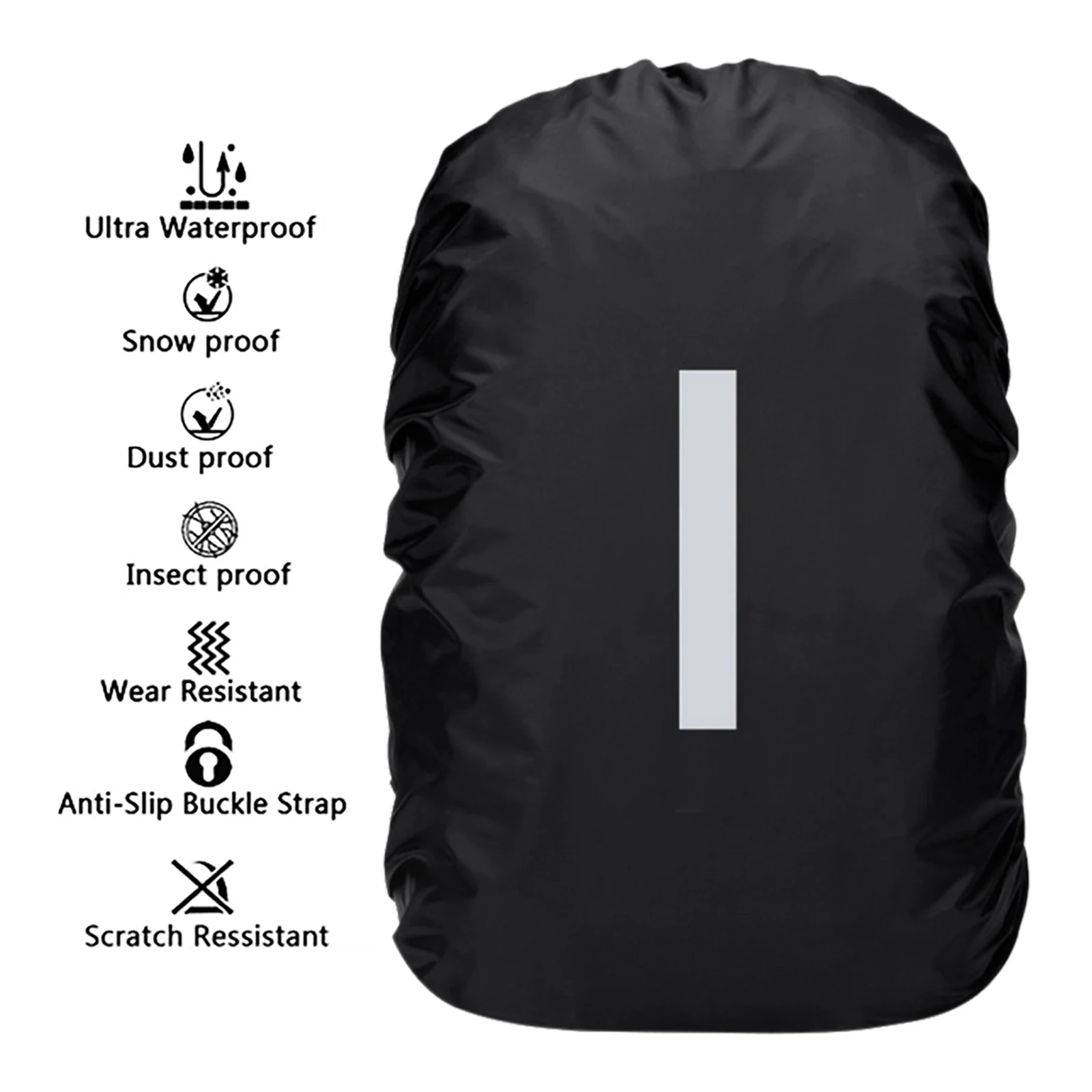 Waterproof Backpack Rain Cover Antislip Cross Buckle Strap Ultralight Compact Portable Backpack Cover with Reflective Strips