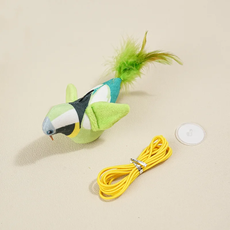 Simulation Realistic Sound Plush Bird Shape Cat Toy Dangle Interactive Toys Feather Teasing Cat Toy Pet Cat Toy Pet Supplies