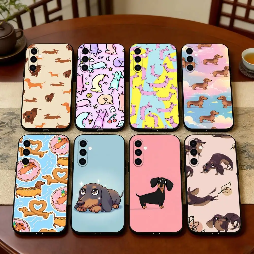 

C-Cute C-Cartoon D-Dachshund Phone Case For Samsung Galaxy A73,A72,A71,A70,A53,A52,A51,Soft Silicone Black Cover