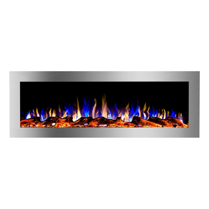 42 50 60 65 72 Inch Wall Mounted Electric Fireplace Heater Built-in For Household Use In French & English