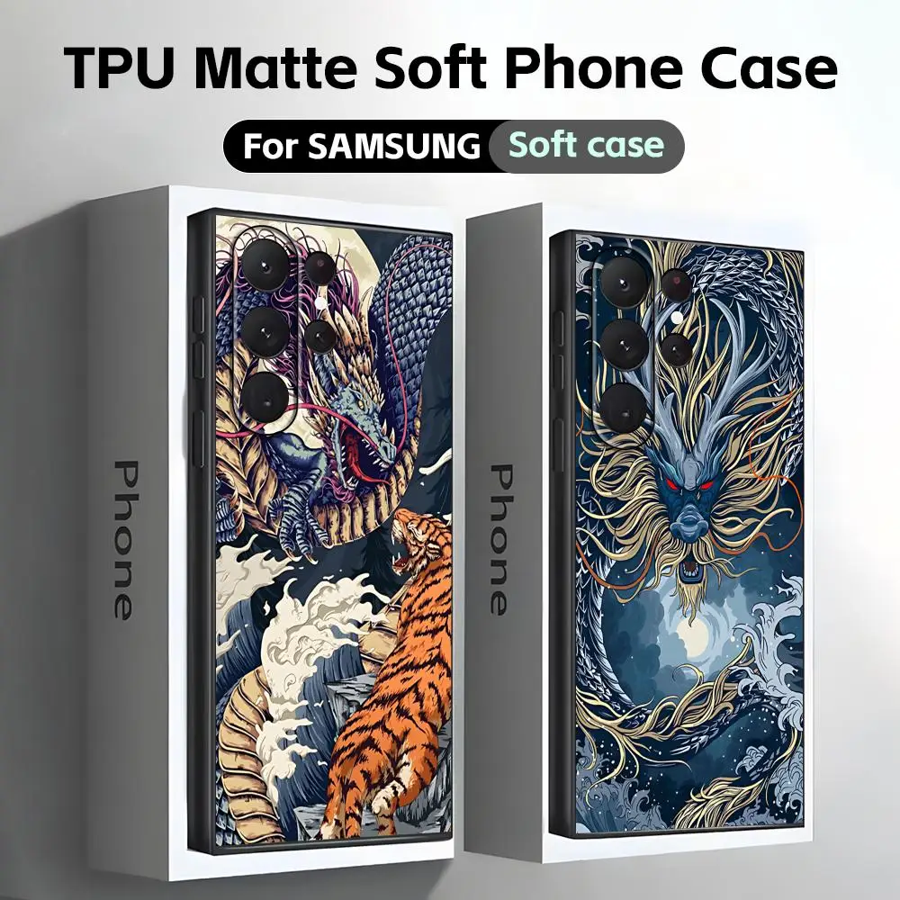 Чехол для телефона Art Dragon Fierce Waves Tiger, мягкий черный для Samsung S25 S24 S23 S22 S21 S20 Plus Ultra Note20 Чехол для телефона Art Dragon Fierce Waves Tiger, мягкий черный для Samsung S25 S24 S23 S22 S21 S20 Plus Ultra Note20