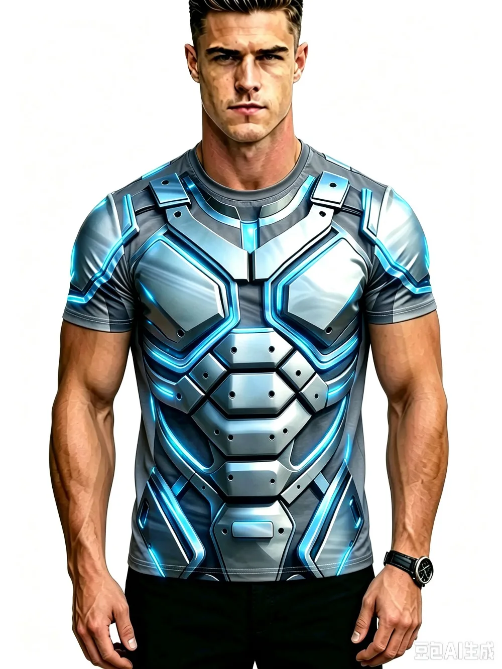 Cyberpunk Mech Armor 3D Printed Men T-shirt Breathable Leisure Quick-drying for Outdoor and Harajuku Streetwear Style Sports Top