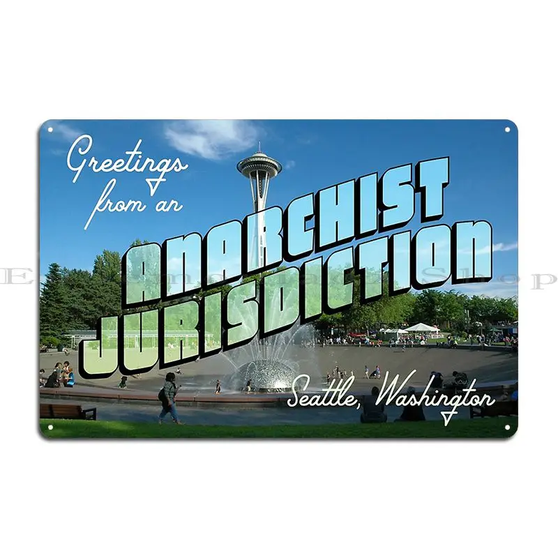 Greetings From Anarchist Seattle Metal Sign Cinema Design Wall Decor Printed Create Tin Sign Poster