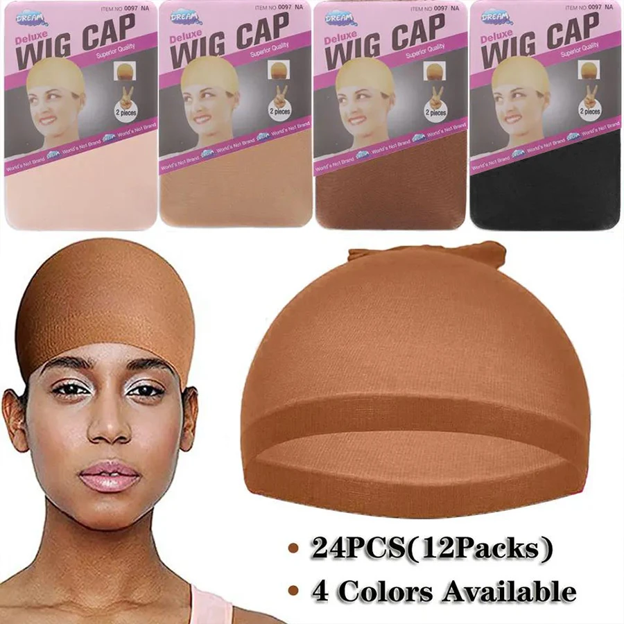 

24Pieces (12 Packs) Wig Cap Fashion Stretchable Hair Nets 2Pcs/Pack Stocking Hair Cap Free Size Nylon Mesh Wig Net