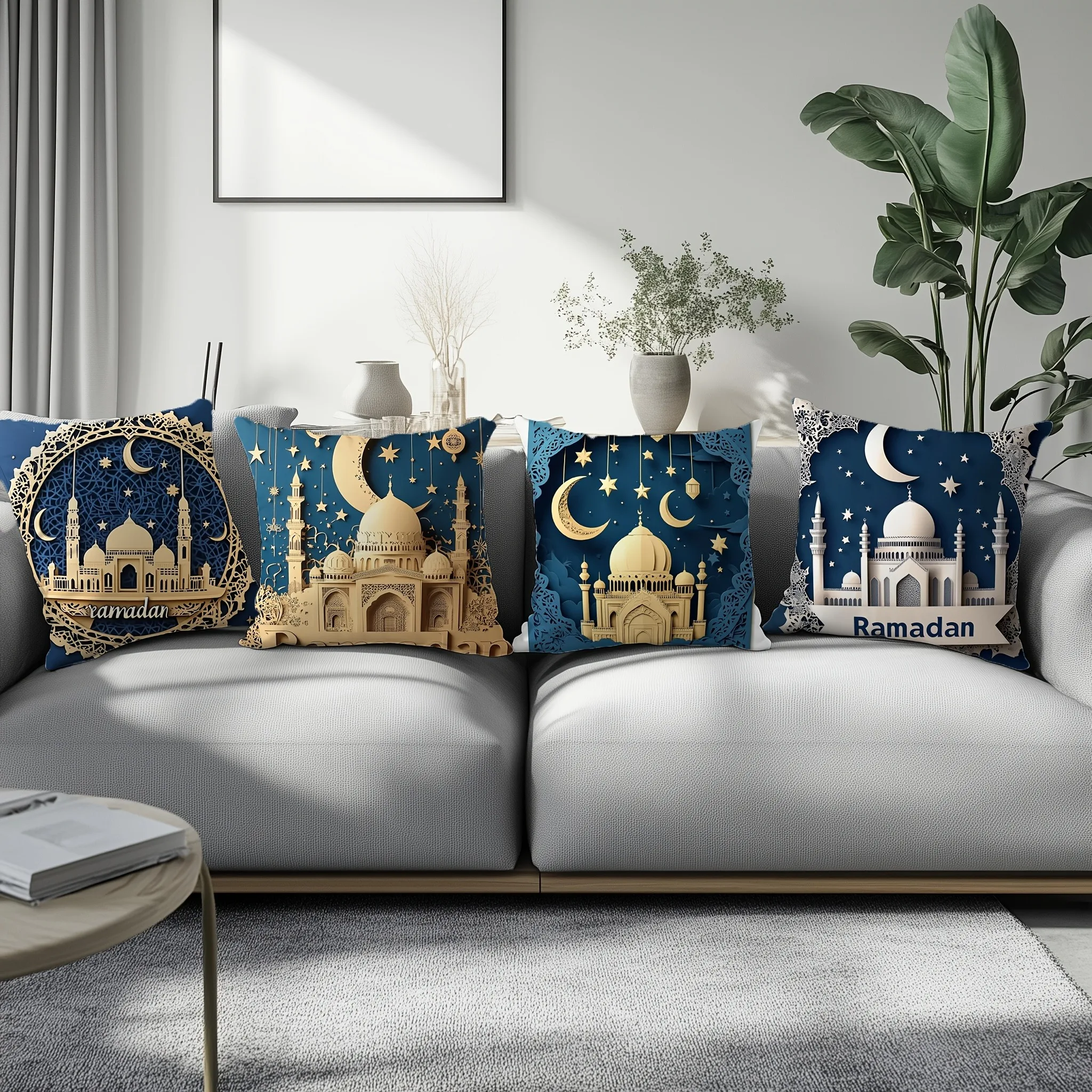 Ramadan Castle Print Pillowcase Nordic Home Decor Pillowcase Holiday Bedroom Living Room Decoration Polyester Cushion Cover