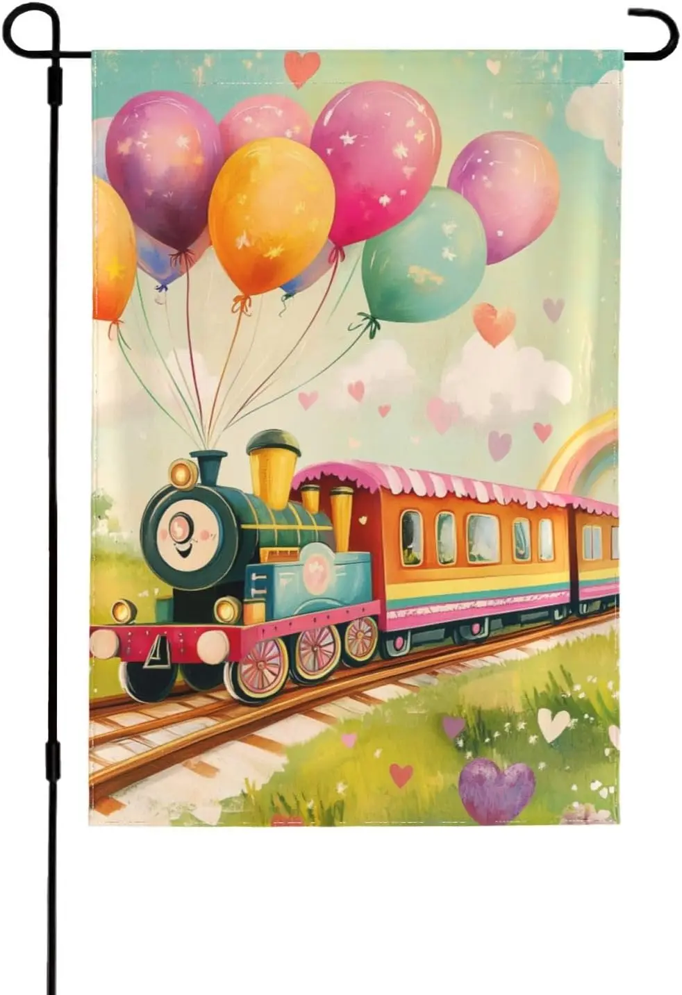 OSAM SPACE Colorful Train Garden Flags for Outdoor Decor 12.5x18 Inch Double Sided Yard Flag Decorations Flags for Outside H MMZ