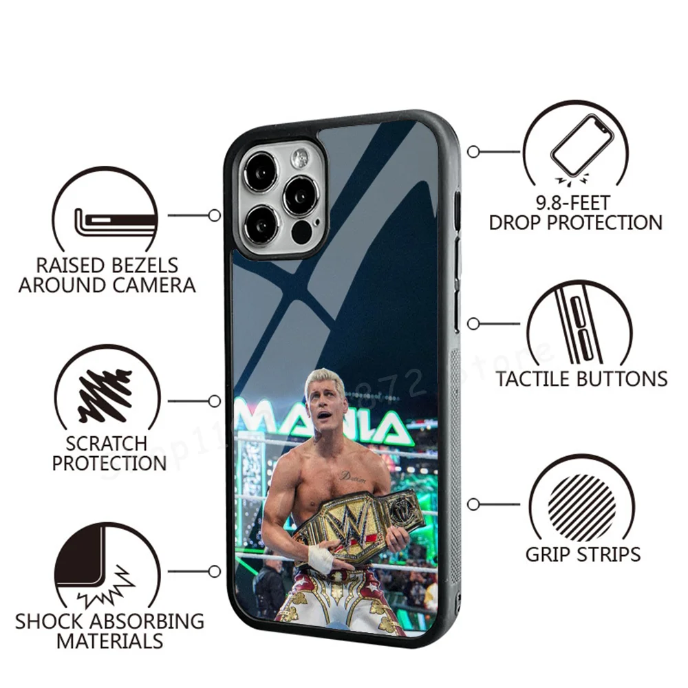 C-Cody Rhodes Wwe Phone Case Strong Magnetic For IPhone 15 14 13 Pro Max Alex Mirror For Magsafe Wireless Charging Cover