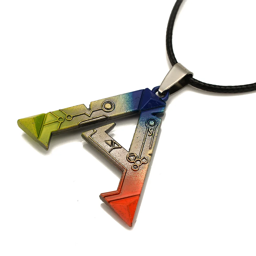 Vintage ARK Survival Evolved Pendant Necklace for Men Women Rainbow Letter Metal Choker Necklace Unisex Cos Party Jewerly Gifts