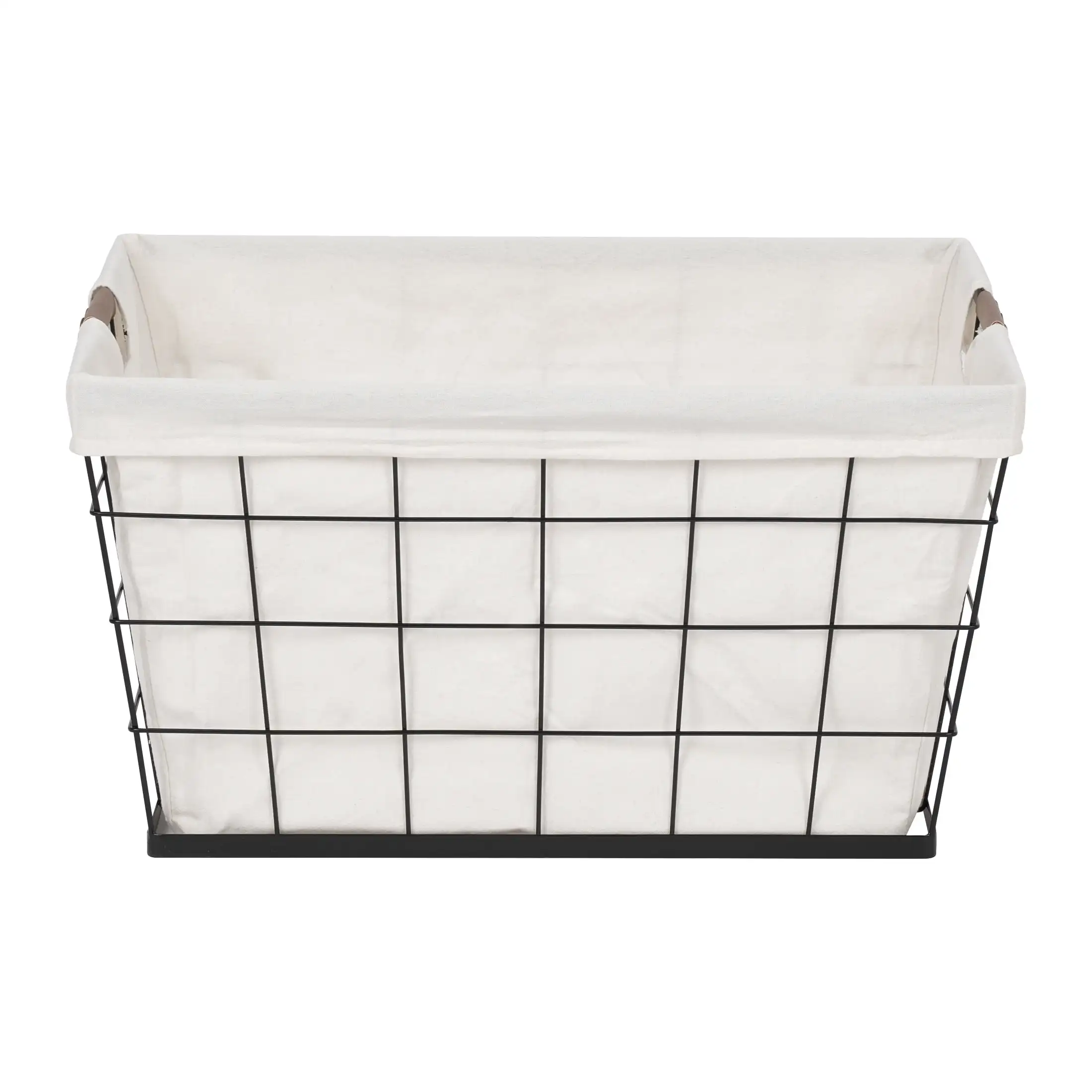 

60L Rectangular Steel Laundry Basket for Adult, Black & Natural