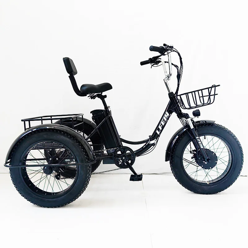 

Spot Supply 20-inch Folding Fat Tire Electric Tricycle, Pedal Tricycle Snow Lithium Battery Bicycle