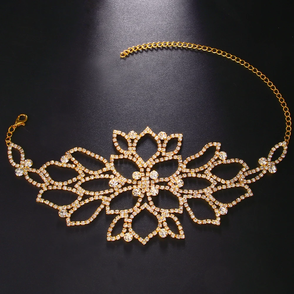 سلسلة كاحل زهرية لامعة للنساء ، خطوبة زفاف ، زفاف ، إكسسوارات كعب عالي ، سوار حجر الراين البسيط ، مجوهرات