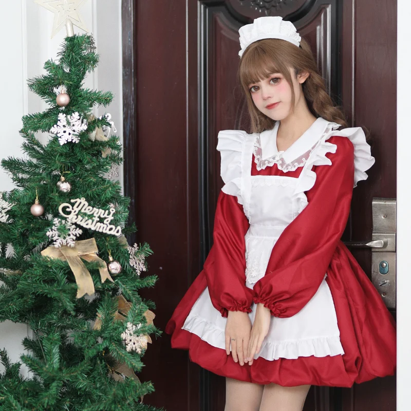 

Lace Apron Maid Outfit Party Dress Sweet Lolita Maid Uniform Plus Size Japanese Anime Cosplay Halloween Costumes for Women Loli
