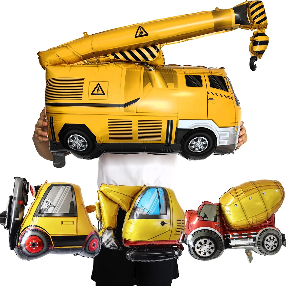 Construction Balloons Truck Excavator Forklift Crane Vehicles Balloons Kids Boys Construction Birthday Theme Party Decorations