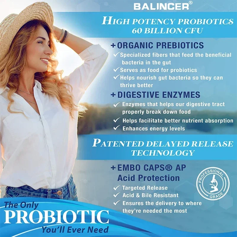 Probiotic Supplement - Contains Digestive Enzymes and Prebiotics To Support Digestive Health and Immune System