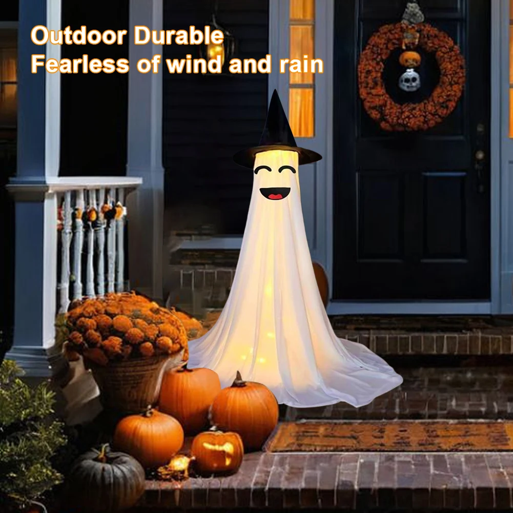 2 قطعة LED زينة شبح الهالوين ضوء دافئ مخيف شبح تمثال 8 طرق تضيء ترايبود شبح تمثال لغرفة الطاولة المطبخ