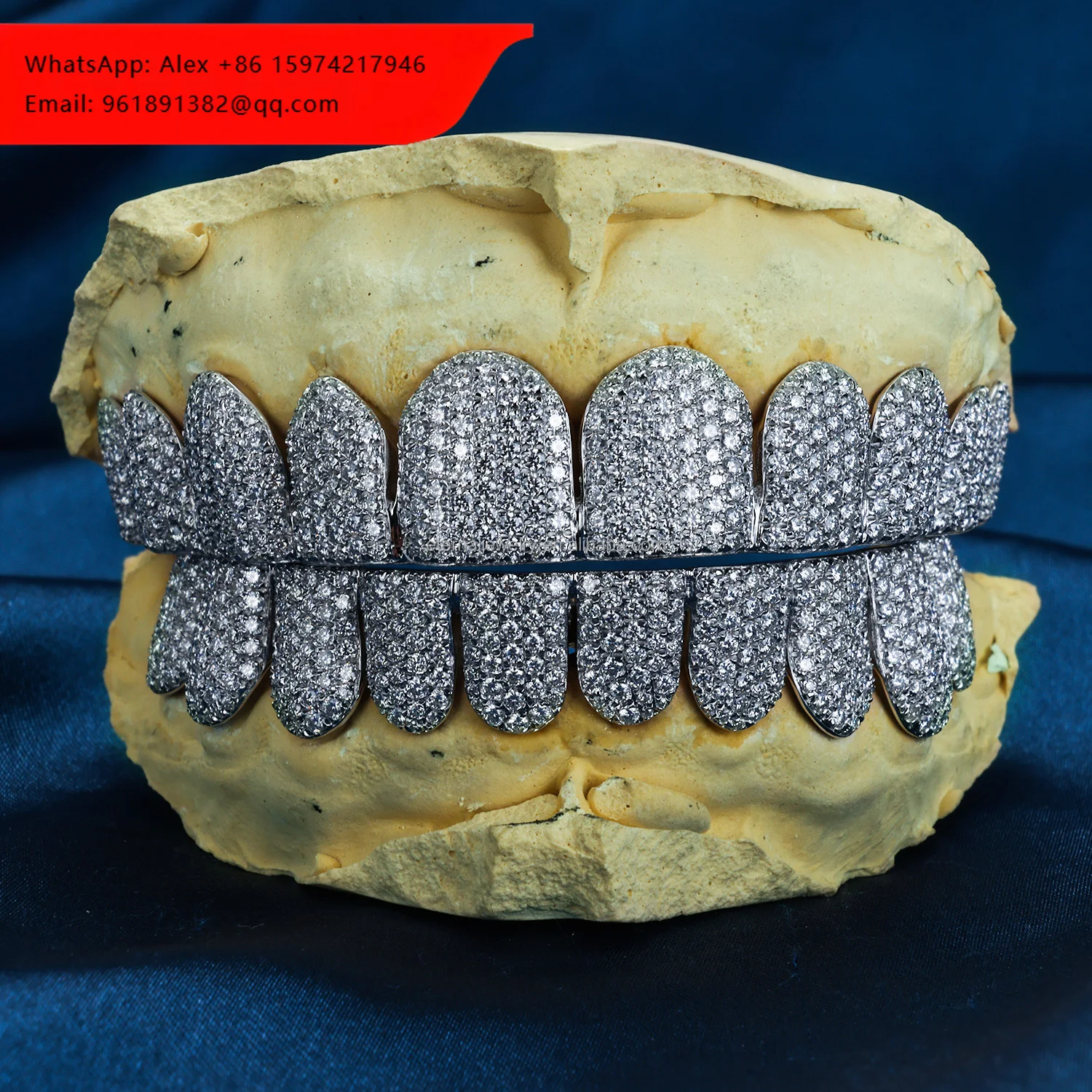 

Customized Iced Moissanite Lab Diamond Grillz-10 Top/Bottom 10K/14K/18K Solid Gold 925 Silver Hip Hop Style Customizable Plating