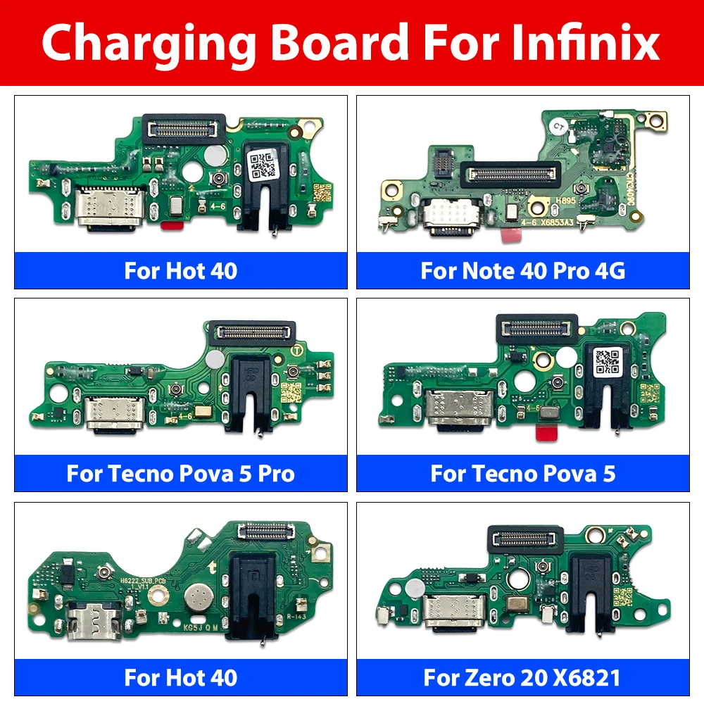

USB-разъем для зарядки, гибкая плата для infinix GT 20 Pro Hot 40 Note 40 Pro 4G Tecno Pop 4 Air Pova 5 Neo Zero 20 30 5G