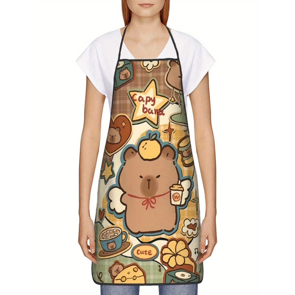 

Фартук без рукавов с рисунком капибары, 1 шт., взрослый размер, нагрудник с принтом, домашняя кулинария, кухонная одежда, кухонные аксессуары